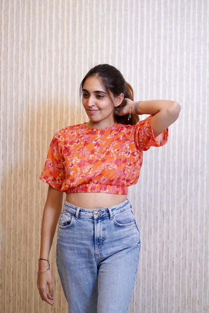 orange crop top for women